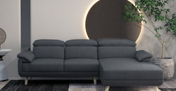 Abigail Grey Corner Sofa - Adjustable Headrests