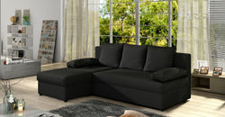 Lefkou Dark Grey Corner Sofa Bed With Storage – Reversible