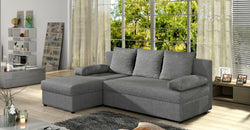 Lefkou Grey Corner Sofa Bed With Storage – Reversible