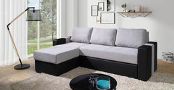 Kiyoko Grey Corner Sofa Bed – Light Grey & Black- Reversible