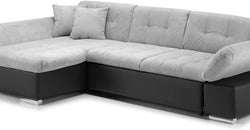 Hruni Grey Corner Sofa Bed – Grey & Black - Left Hand