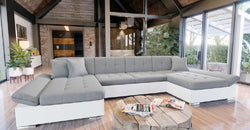 Airi Grey Corner Sofa Bed – White & Grey