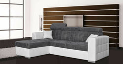 Raydel Grey Corner Sofa Bed – White & Dark Grey - Left Hand