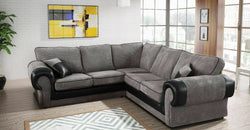 Lindel Grey Corner Sofa – Light Grey & Black