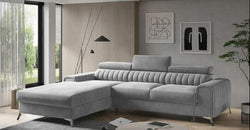Gere Grey Corner Sofa Bed – Light Grey - Left Hand