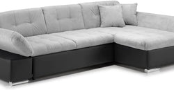 Hruni Grey Corner Sofa Bed – Grey & Black - Right Hand