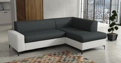 Carol Grey Corner Sofa Bed – Dark Grey & White - Right Hand