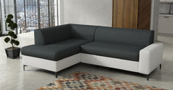 Carol Grey Corner Sofa Bed – Dark Grey & White - Left Hand