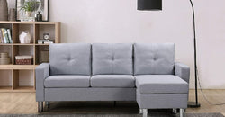 Ella Grey Corner Sofa – Reversible