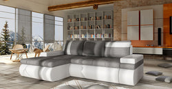 Marabella Grey Corner Sofa Bed – Grey & White - Left Hand