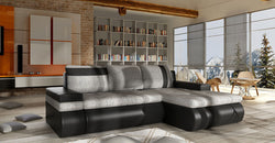 Marabella Grey Corner Sofa Bed – Grey & Black - Right Hand