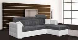 Raydel Grey Corner Sofa Bed – White & Dark Grey - Right Hand