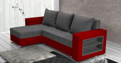Ivy Grey Corner Sofa Bed – Grey & Red
