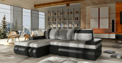 Marabella Grey Corner Sofa Bed – Grey & Black - Left Hand