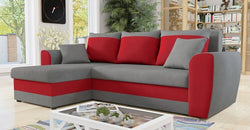 Monaco Grey Corner Sofa Bed – Grey & Red - Reversible