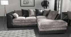 Cynthis Grey Corner Sofa – Grey & Black - Right Hand
